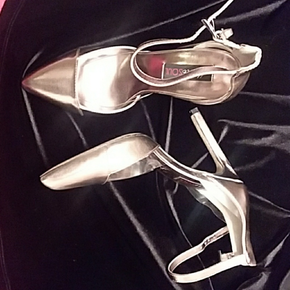 Ankle strap, shoes, Sliver 4.5" heals